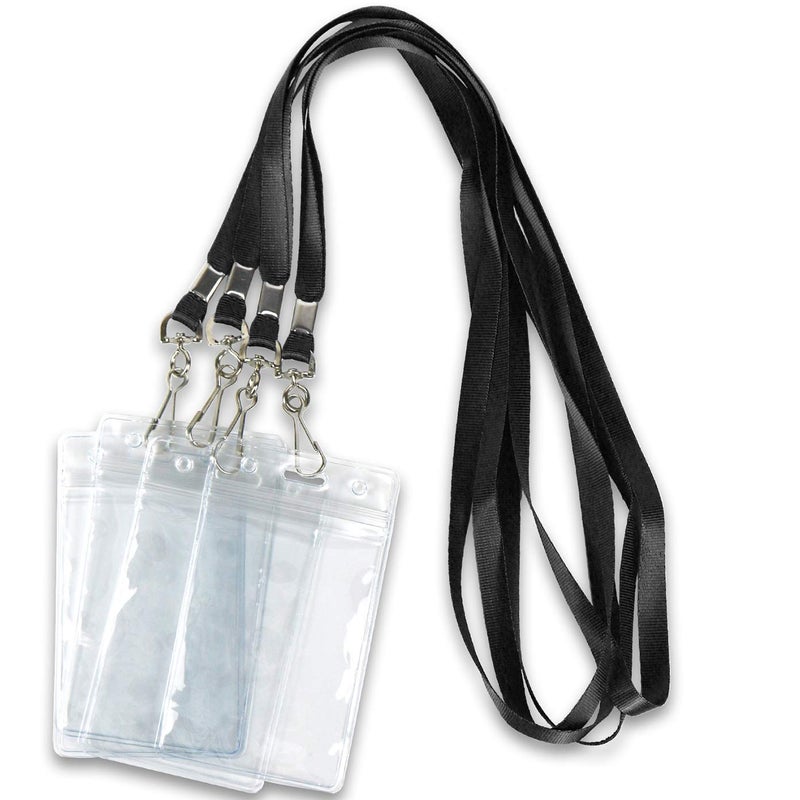Ollain Lanyards with ID Holder Name Tags Card Lanyard J Hooks Clip 50 Pack Waterproof ID Badge Nametag and 50 Pack Lanyards - Image 1